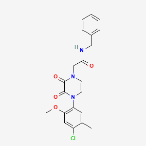 molecular formula C21H20ClN3O4 B2960122 N-benzyl-2-[4-(4-chloro-2-methoxy-5-methylphenyl)-2,3-dioxopyrazin-1-yl]acetamide CAS No. 898409-08-0