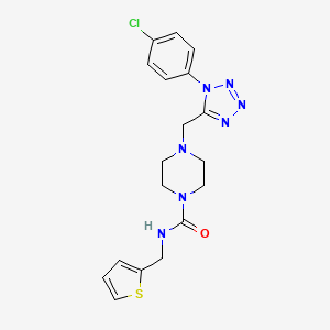 molecular formula C18H20ClN7OS B2960126 4-((1-(4-chlorophenyl)-1H-tetrazol-5-yl)methyl)-N-(thiophen-2-ylmethyl)piperazine-1-carboxamide CAS No. 1049443-14-2