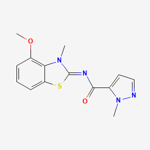 molecular formula C14H14N4O2S B2960129 (E)-N-(4-methoxy-3-methylbenzo[d]thiazol-2(3H)-ylidene)-1-methyl-1H-pyrazole-5-carboxamide CAS No. 1173558-92-3