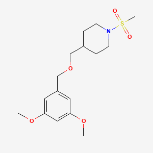 molecular formula C16H25NO5S B2960131 4-(((3,5-二甲氧基苄基)氧基)甲基)-1-(甲磺酰基)哌啶 CAS No. 2034566-25-9