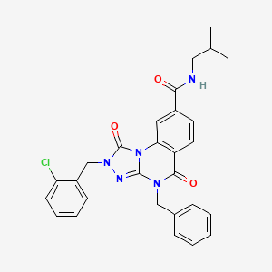 molecular formula C28H26ClN5O3 B2960134 4-benzyl-2-(2-chlorobenzyl)-N-isobutyl-1,5-dioxo-1,2,4,5-tetrahydro-[1,2,4]triazolo[4,3-a]quinazoline-8-carboxamide CAS No. 1242927-35-0
