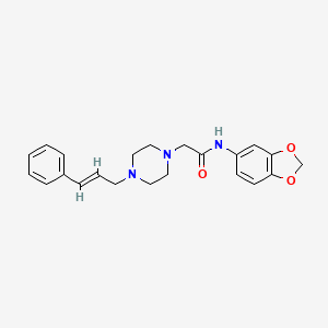 molecular formula C22H25N3O3 B2960141 N-(1,3-苯并二氧杂环-5-基)-2-[4-[(E)-3-苯基丙-2-烯基]哌嗪-1-基]乙酰胺 CAS No. 1049986-52-8