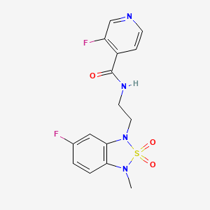 molecular formula C15H14F2N4O3S B2960150 3-fluoro-N-(2-(6-fluoro-3-methyl-2,2-dioxidobenzo[c][1,2,5]thiadiazol-1(3H)-yl)ethyl)isonicotinamide CAS No. 2034335-91-4