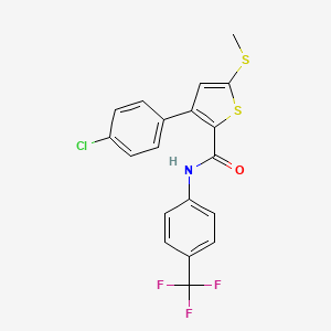 molecular formula C19H13ClF3NOS2 B2960152 3-(4-chlorophenyl)-5-methylsulfanyl-N-[4-(trifluoromethyl)phenyl]thiophene-2-carboxamide CAS No. 477858-03-0