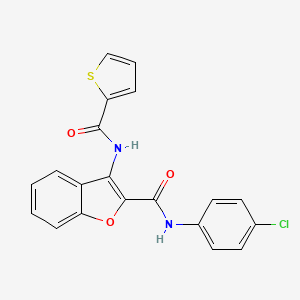 molecular formula C20H13ClN2O3S B2960174 N-(4-chlorophenyl)-3-(thiophene-2-carboxamido)benzofuran-2-carboxamide CAS No. 887896-19-7