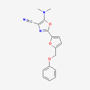 molecular formula C17H15N3O3 B2960179 5-(Dimethylamino)-2-(5-(phenoxymethyl)furan-2-yl)oxazole-4-carbonitrile CAS No. 946278-45-1