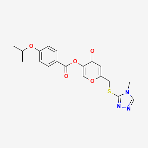 molecular formula C19H19N3O5S B2960180 [6-[(4-Methyl-1,2,4-triazol-3-yl)sulfanylmethyl]-4-oxopyran-3-yl] 4-propan-2-yloxybenzoate CAS No. 896312-20-2