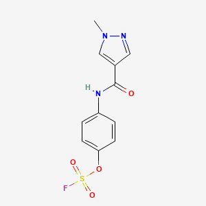 molecular formula C11H10FN3O4S B2960182 4-[(4-Fluorosulfonyloxyphenyl)carbamoyl]-1-methylpyrazole CAS No. 2411202-08-7
