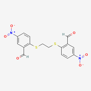molecular formula C16H12N2O6S2 B2960186 2-({2-[(2-Formyl-4-nitrophenyl)sulfanyl]ethyl}sulfanyl)-5-nitrobenzenecarbaldehyde CAS No. 331460-03-8