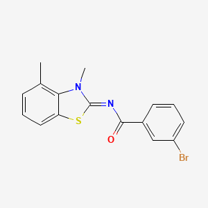 molecular formula C16H13BrN2OS B2960200 (E)-3-bromo-N-(3,4-dimethylbenzo[d]thiazol-2(3H)-ylidene)benzamide CAS No. 865543-96-0