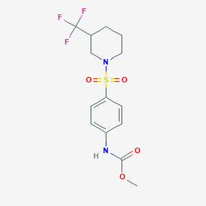 molecular formula C14H17F3N2O4S B2960203 Methyl (4-((3-(trifluoromethyl)piperidin-1-yl)sulfonyl)phenyl)carbamate CAS No. 321970-49-4