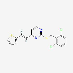 molecular formula C17H12Cl2N2S2 B2960208 2-[(2,6-Dichlorobenzyl)sulfanyl]-4-[2-(2-thienyl)vinyl]pyrimidine CAS No. 339278-42-1