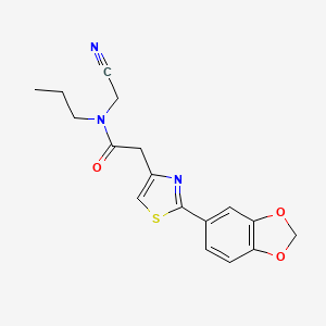 molecular formula C17H17N3O3S B2960210 2-[2-(2H-1,3-benzodioxol-5-yl)-1,3-thiazol-4-yl]-N-(cyanomethyl)-N-propylacetamide CAS No. 1311803-13-0