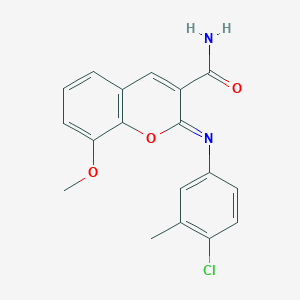 molecular formula C18H15ClN2O3 B2960216 (2Z)-2-[(4-chloro-3-methylphenyl)imino]-8-methoxy-2H-chromene-3-carboxamide CAS No. 1327174-61-7