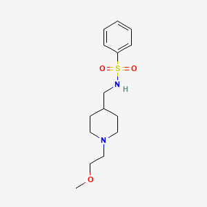 molecular formula C15H24N2O3S B2960220 N-((1-(2-methoxyethyl)piperidin-4-yl)methyl)benzenesulfonamide CAS No. 953142-87-5