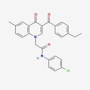 molecular formula C27H23ClN2O3 B2960225 N-(4-氯苯基)-2-(3-(4-乙基苯甲酰)-6-甲基-4-氧代喹啉-1(4H)-基)乙酰胺 CAS No. 895645-21-3