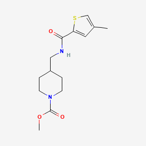 molecular formula C14H20N2O3S B2960236 Methyl 4-((4-methylthiophene-2-carboxamido)methyl)piperidine-1-carboxylate CAS No. 1235106-90-7
