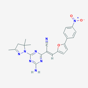 2-[4-amino-6-(3,5,5-trimethyl-4,5-dihydro-1H-pyrazol-1-yl)-1,3,5-triazin-2-yl]-3-(5-{4-nitrophenyl}-2-furyl)acrylonitrile