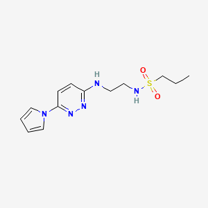 molecular formula C13H19N5O2S B2960242 N-(2-((6-(1H-pyrrol-1-yl)pyridazin-3-yl)amino)ethyl)propane-1-sulfonamide CAS No. 1428357-40-7