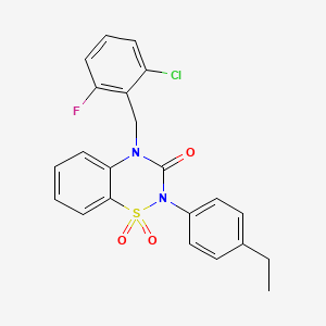 molecular formula C22H18ClFN2O3S B2960255 4-(2-chloro-6-fluorobenzyl)-2-(4-ethylphenyl)-2H-1,2,4-benzothiadiazin-3(4H)-one 1,1-dioxide CAS No. 896703-61-0