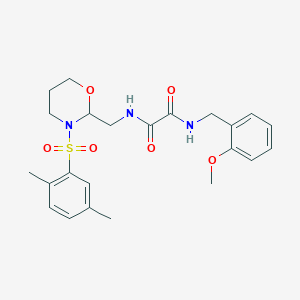 molecular formula C23H29N3O6S B2960261 N1-((3-((2,5-二甲苯基)磺酰基)-1,3-恶唑烷-2-基)甲基)-N2-(2-甲氧基苄基)草酰胺 CAS No. 872724-53-3