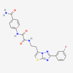 N1-(4-carbamoylphenyl)-N2-(2-(2-(3-fluorophenyl)thiazolo[3,2-b][1,2,4]triazol-6-yl)ethyl)oxalamide