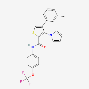 molecular formula C23H17F3N2O2S B2960265 4-(3-methylphenyl)-3-(1H-pyrrol-1-yl)-N-[4-(trifluoromethoxy)phenyl]thiophene-2-carboxamide CAS No. 1357855-38-9