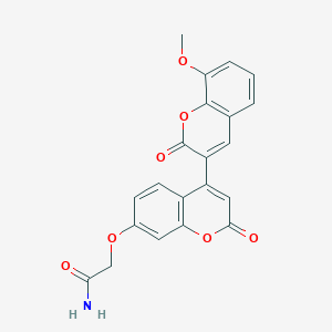 B2960270 2-[4-(8-Methoxy-2-oxochromen-3-yl)-2-oxochromen-7-yl]oxyacetamide CAS No. 869079-50-5