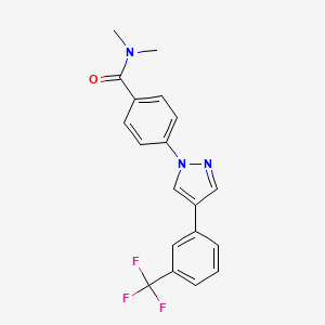 molecular formula C19H16F3N3O B2960273 N,N-dimethyl-4-{4-[3-(trifluoromethyl)phenyl]-1H-pyrazol-1-yl}benzenecarboxamide CAS No. 955965-73-8