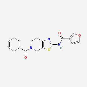 molecular formula C18H19N3O3S B2960281 N-(5-(cyclohex-3-enecarbonyl)-4,5,6,7-tetrahydrothiazolo[5,4-c]pyridin-2-yl)furan-3-carboxamide CAS No. 1428379-62-7