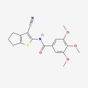 molecular formula C18H18N2O4S B2960286 N-(3-cyano-5,6-dihydro-4H-cyclopenta[b]thiophen-2-yl)-3,4,5-trimethoxybenzamide CAS No. 314076-27-2