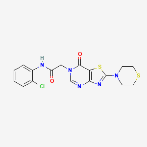 molecular formula C17H16ClN5O2S2 B2960288 N-(2-氯苯基)-2-(7-氧代-2-硫代吗啉噻唑并[4,5-d]嘧啶-6(7H)-基)乙酰胺 CAS No. 1223778-67-3