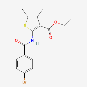 molecular formula C16H16BrNO3S B2960290 Ethyl 2-(4-bromobenzamido)-4,5-dimethylthiophene-3-carboxylate CAS No. 299405-12-2