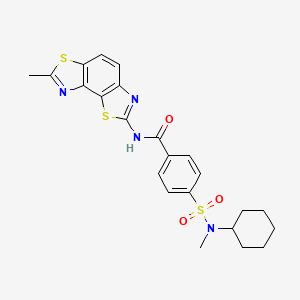 molecular formula C23H24N4O3S3 B2960298 4-[cyclohexyl(methyl)sulfamoyl]-N-(7-methyl-[1,3]thiazolo[5,4-e][1,3]benzothiazol-2-yl)benzamide CAS No. 683767-67-1