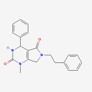 molecular formula C21H21N3O2 B2960302 1-Methyl-6-phenethyl-4-phenyl-3,4,6,7-tetrahydro-1H-pyrrolo[3,4-d]pyrimidine-2,5-dione CAS No. 695192-87-1