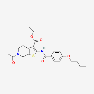 molecular formula C23H28N2O5S B2960311 Ethyl 6-acetyl-2-(4-butoxybenzamido)-4,5,6,7-tetrahydrothieno[2,3-c]pyridine-3-carboxylate CAS No. 896680-06-1