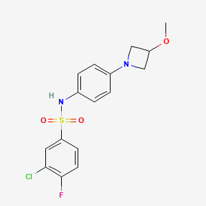 molecular formula C16H16ClFN2O3S B2960312 3-chloro-4-fluoro-N-(4-(3-methoxyazetidin-1-yl)phenyl)benzenesulfonamide CAS No. 2034262-70-7