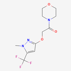 molecular formula C11H14F3N3O3 B2960313 2-{[1-methyl-5-(trifluoromethyl)-1H-pyrazol-3-yl]oxy}-1-morpholino-1-ethanone CAS No. 477711-97-0