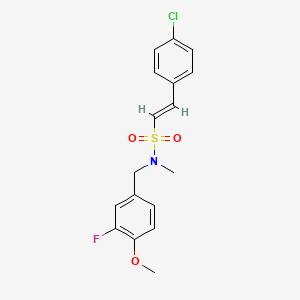 molecular formula C17H17ClFNO3S B2960315 (E)-2-(4-chlorophenyl)-N-[(3-fluoro-4-methoxyphenyl)methyl]-N-methylethenesulfonamide CAS No. 1287269-21-9