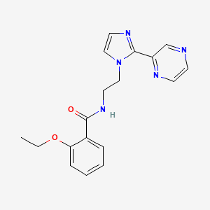 molecular formula C18H19N5O2 B2960316 2-ethoxy-N-(2-(2-(pyrazin-2-yl)-1H-imidazol-1-yl)ethyl)benzamide CAS No. 2034508-06-8
