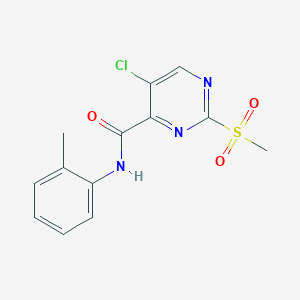 molecular formula C13H12ClN3O3S B2960325 5-chloro-N-(2-methylphenyl)-2-(methylsulfonyl)pyrimidine-4-carboxamide CAS No. 838865-84-2