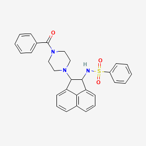 molecular formula C29H27N3O3S B2960337 N-[2-(4-benzoylpiperazin-1-yl)-1,2-dihydroacenaphthylen-1-yl]benzenesulfonamide CAS No. 329266-24-2