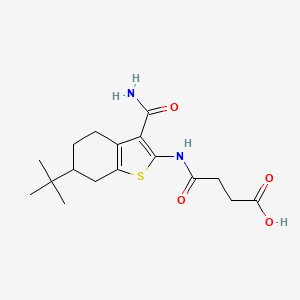 molecular formula C17H24N2O4S B2960339 4-[(6-Tert-butyl-3-carbamoyl-4,5,6,7-tetrahydro-1-benzothiophen-2-yl)amino]-4-oxobutanoic acid CAS No. 407587-12-6