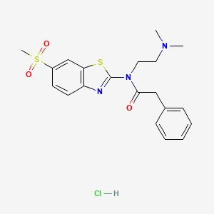 molecular formula C20H24ClN3O3S2 B2960340 N-(2-(dimethylamino)ethyl)-N-(6-(methylsulfonyl)benzo[d]thiazol-2-yl)-2-phenylacetamide hydrochloride CAS No. 1216866-15-7
