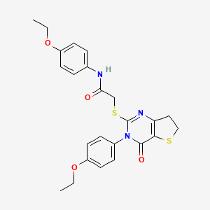molecular formula C24H25N3O4S2 B2960341 N-(4-ethoxyphenyl)-2-((3-(4-ethoxyphenyl)-4-oxo-3,4,6,7-tetrahydrothieno[3,2-d]pyrimidin-2-yl)thio)acetamide CAS No. 362502-00-9
