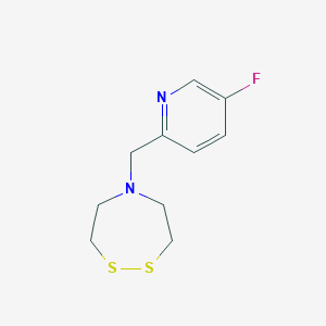 molecular formula C10H13FN2S2 B2960342 5-[(5-Fluoropyridin-2-yl)methyl]-1,2,5-dithiazepane CAS No. 2249292-40-6