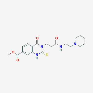 molecular formula C20H26N4O4S B2960344 Methyl 4-oxo-3-(3-oxo-3-((2-(piperidin-1-yl)ethyl)amino)propyl)-2-thioxo-1,2,3,4-tetrahydroquinazoline-7-carboxylate CAS No. 946330-16-1