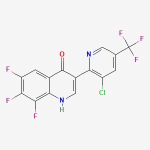 molecular formula C15H5ClF6N2O B2960347 3-[3-chloro-5-(trifluoromethyl)-2-pyridinyl]-6,7,8-trifluoro-4(1H)-quinolinone CAS No. 866135-60-6