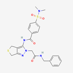 molecular formula C23H25N5O4S2 B2960354 N-(2-(2-(苄氨基)-2-氧代乙基)-4,6-二氢-2H-噻吩并[3,4-c]吡唑-3-基)-4-(N,N-二甲基氨磺酰)苯甲酰胺 CAS No. 1105217-74-0