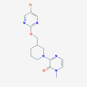 molecular formula C15H18BrN5O2 B2960365 3-[3-[(5-Bromopyrimidin-2-yl)oxymethyl]piperidin-1-yl]-1-methylpyrazin-2-one CAS No. 2379997-16-5